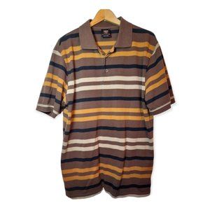 BLAC LACQUER MENS SIZE LARGE STRIPED OVERSIZED STREETWEAR SKATER POLO SHIRT